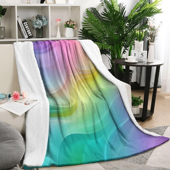 Rainbow Tie Dye Swirl Pattern Blanket,Comfortable Soft Flannel Throw Blanket,All Season,Warm Lightweight Blankets for Sofa Bed Couch Living Room Chair,50"x60"