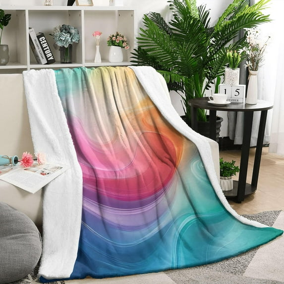 Rainbow Tie Dye Swirl Pattern Blanket,Comfortable Soft Lamb Wool Throw Blanket,All Season,Warm Lightweight Blankets for Sofa Bed Couch Living Room Chair,50"x60"