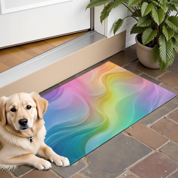 Rainbow Tie Dye Swirl Pattern Door Rugs,Washable Non Slip Door Mats Indoor,Decorative Door Mats,Entry Mat Indoor for Entrance,Bedroom,Kitchen,Bathroom,16"x24"