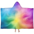 thumbnail image 1 of Rainbow Tie Dye Swirl Pattern Hooded Bath Towel，60"x35" for Ages 3 To 12 Kids, Quick Dry Lightweight Soft Microfiber Hood Beach Towel Cover Up for Kids, 1 of 7