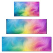 Rainbow Tie Dye Swirl Pattern Kitchen Rugs Sets Of 3,Kitchen Runner Rugs Non Skid Washable,Decorative Kitchen Floor Mats for Kitchen,Sink,Laundry,17"x30" 17"x47" 17"x59"