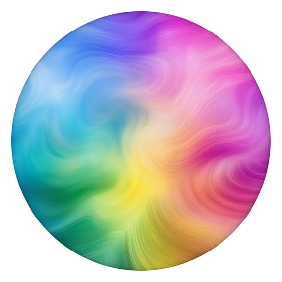 Rainbow Tie Dye Swirl Pattern Round Fitted Tablecloth with Elastic Edge,Dining Table Cover Waterproof,Outdoor Round Tablecloth for Camping,Dining,Indoor and Outdoor
