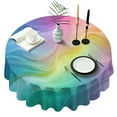 thumbnail image 1 of Rainbow Tie Dye Swirl Pattern Round Tablecloth 60"x60",Wrinkle Wipeable Table Cloth for Kitchen Dining Room Picnic Patio Party, 1 of 6