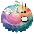 thumbnail image 1 of Rainbow Tie Dye Swirl Pattern Round Tablecloth 60"x60",Wrinkle Wipeable Table Cloth for Kitchen Dining Room Picnic Patio Party, 1 of 6