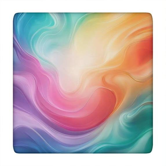 Rainbow Tie Dye Swirl Pattern Square Fitted Tablecloth with Elastic Edge,Square Table Cover,Washable Elastic Table Cover for Home Kitchen Party Decor 34"x34"