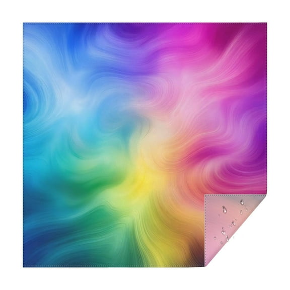 Rainbow Tie Dye Swirl Pattern Square Tablecloth,Waterproof Square Table Cover,Wipeable Spillproof Washable Table Cover for Home Kitchen Party Decor 42"X42"(107x107cm)