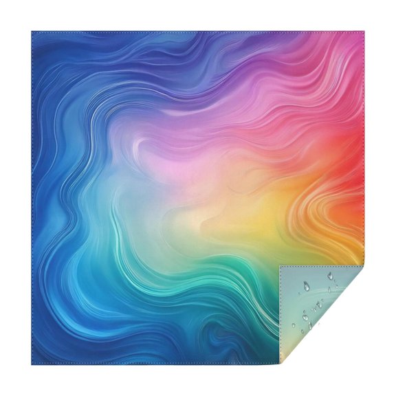 Rainbow Tie Dye Swirl Pattern Square Tablecloth,Waterproof Square Table Cover,Wipeable Spillproof Washable Table Cover for Home Kitchen Party Decor 52"x52"(132x132cm)