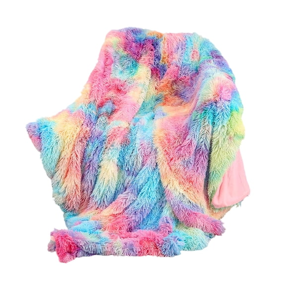 Rainbow Tie Dye Throw Blanket 32x47 Inch Soft Fleece Blanket for Sofa, Lightweight Cozy Decorative Blanket All Season Deep Rainbow