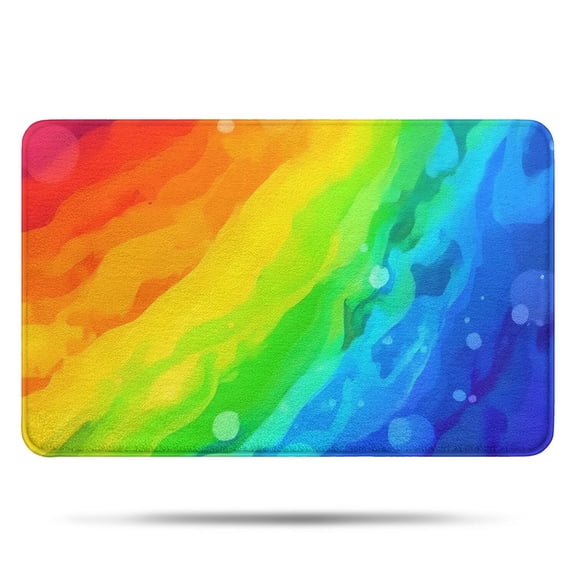 Rainbow Tie Dye Wave Pattern Bathroom Rugs Mat,Non Slip Microfiber Bathroom Rug,Rubber Backing,Soft Bathroom Mats for Bathroom Floor,Tub and Shower,17x27in(43x68cm)
