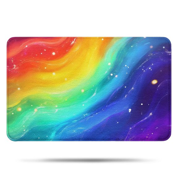 Rainbow Tie Dye Wave Pattern Bathroom Rugs Mat,Non Slip Microfiber Bathroom Rug,Rubber Backing,Soft Bathroom Mats for Bathroom Floor,Tub and Shower,17x27in(43x68cm)