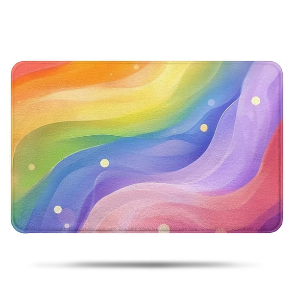 Rainbow Tie Dye Wave Pattern Bathroom Rugs Mat,Non Slip Microfiber Bathroom Rug,Rubber Backing,Soft Bathroom Mats for Bathroom Floor,Tub and Shower,17x27in(43x68cm)