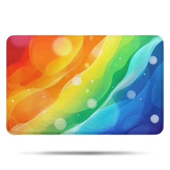Rainbow Tie Dye Wave Pattern Bathroom Rugs Mat,Non Slip Microfiber Bathroom Rug,Rubber Backing,Soft Bathroom Mats for Bathroom Floor,Tub and Shower,17x27in(43x68cm)