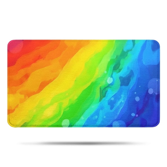 Rainbow Tie Dye Wave Pattern Bathroom Rugs Mat,Non Slip Microfiber Bathroom Rug,Rubber Backing,Soft Bathroom Mats for Bathroom Floor,Tub and Shower,17x30in(43x75cm)