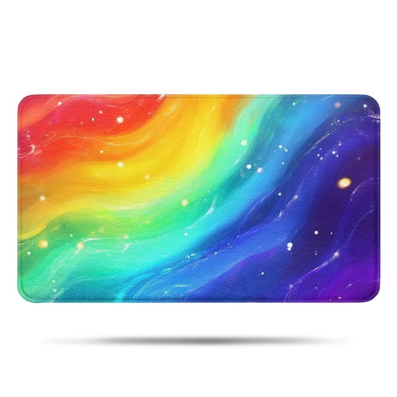 Rainbow Tie Dye Wave Pattern Bathroom Rugs Mat,Non Slip Microfiber Bathroom Rug,Rubber Backing,Soft Bathroom Mats for Bathroom Floor,Tub and Shower,17x30in(43x75cm)