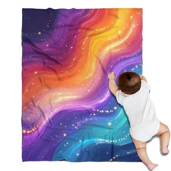 Rainbow Tie Dye Wave Pattern Blanket,Comfortable Soft Flannel Throw Blanket,All Season,Warm Lightweight Blankets for Sofa Bed Couch Living Room Chair,30"x40"