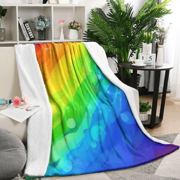 Rainbow Tie Dye Wave Pattern Blanket,Comfortable Soft Lamb Wool Throw Blanket,All Season,Warm Lightweight Blankets for Sofa Bed Couch Living Room Chair,50"x60"