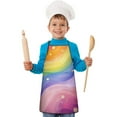 thumbnail image 1 of Rainbow Tie Dye Wave Pattern Kids Aprons for Girls and Boys,Adjustable Neck Strap Toddler Aprons for Kids Cooking Baking, 1 of 6