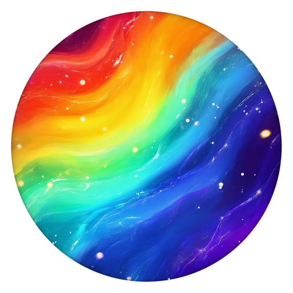 Rainbow Tie Dye Wave Pattern Round Fitted Tablecloth with Elastic Edge,Dining Table Cover Waterproof,Outdoor Round Tablecloth for Camping,Dining,Indoor and Outdoor