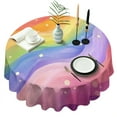 thumbnail image 1 of Rainbow Tie Dye Wave Pattern Round Tablecloth 60"x60",Wrinkle Wipeable Table Cloth for Kitchen Dining Room Picnic Patio Party, 1 of 6