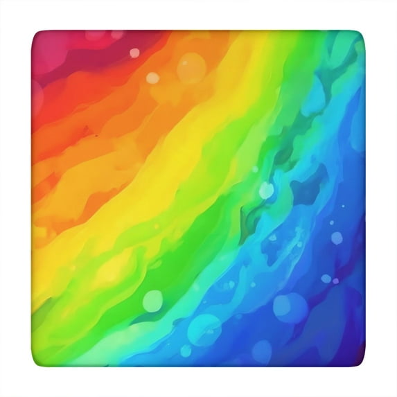 Rainbow Tie Dye Wave Pattern Square Fitted Tablecloth with Elastic Edge,Square Table Cover,Washable Elastic Table Cover for Home Kitchen Party Decor 34"x34"