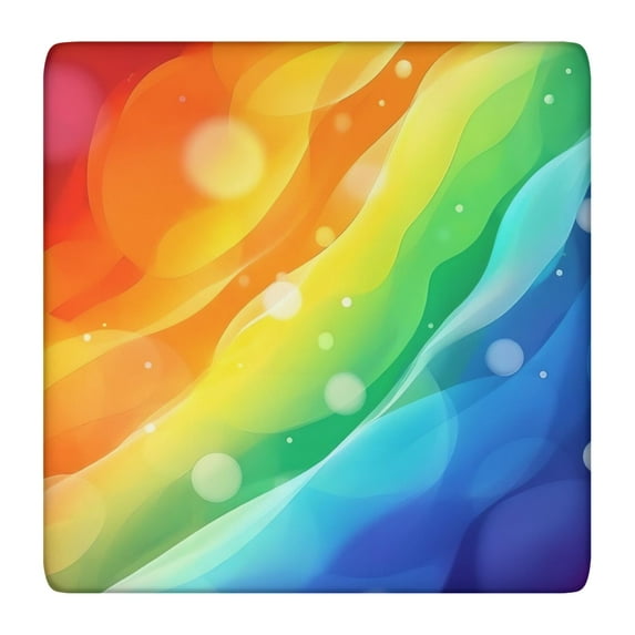 Rainbow Tie Dye Wave Pattern Square Fitted Tablecloth with Elastic Edge,Square Table Cover,Washable Elastic Table Cover for Home Kitchen Party Decor 36"x36"