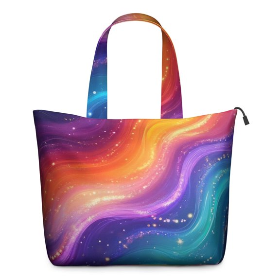 Rainbow Tie Dye Wave Pattern Travel Tote Bags for Women Carry On,Large Weekender Bags for Women Travel,Multi Functional Duffle Bag for Work,Shopping,Sports