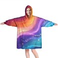 thumbnail image 1 of Rainbow Tie Dye Wave Pattern Wearable Oversized Blanket,Wearable Blanket Hoodie for Adults,Cozy Hooded Blankets with Super Pockets,Super Warm Fuzzy Pullover for Women & Men, 1 of 6