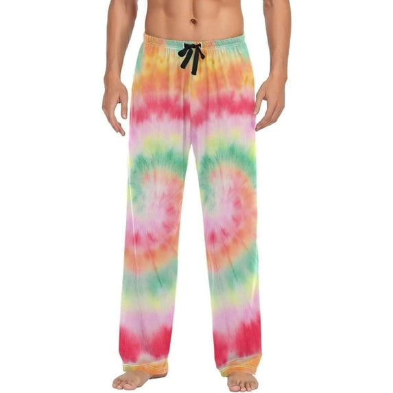 Rainbow Tie Dyed Ghost Pajama Pants, Men's Lounge Pants Light with Drawstring and Pockets, Christmas New Year Birthday Father's Day Gifts
