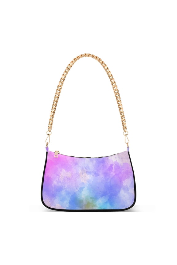 Rainbow Tie-dye Boho Style Womens Chain Shoulder Bag Tote Handbag Clutch Hobo Purse with Zipper for Travel Casual