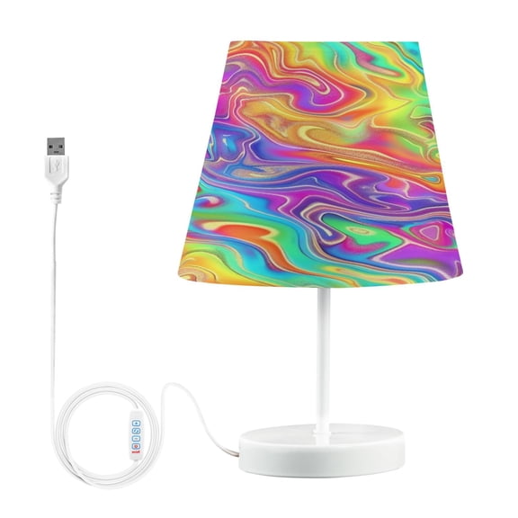 Rainbow Tie-dye Desk Lamp LED Table Nightstand Lamps with 3 Color Temperatures for Home Bedroom Living Room Decor 8x12