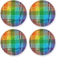 thumbnail image 1 of Rainbow Tie-dye Plaid Drinks Coasters, Non-Scratch Cork Base Round Cups Mats for for Wooden Coffee Table, Cool Housewarming Gift for Home Decor, 1 of 7