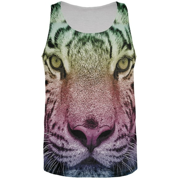 Rainbow Tiger All Over Adult Tank Top - Large