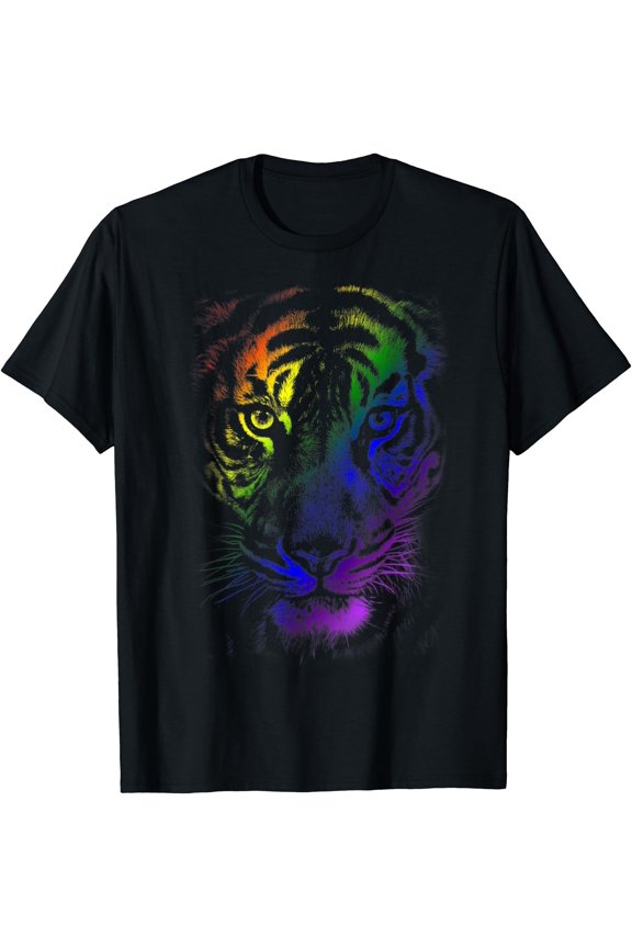Rainbow Tiger Graphic tie dye tiger tshirt for Animal Lover T-Shirt