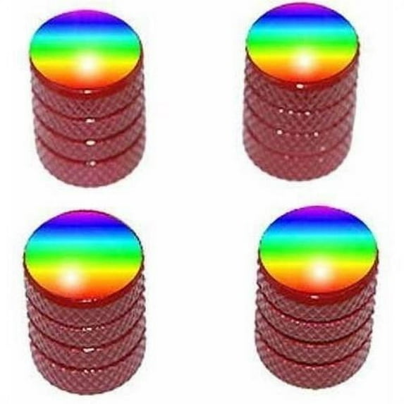 Rainbow Tire Rim Wheel Aluminum Valve Stem Caps, Multiple Colors