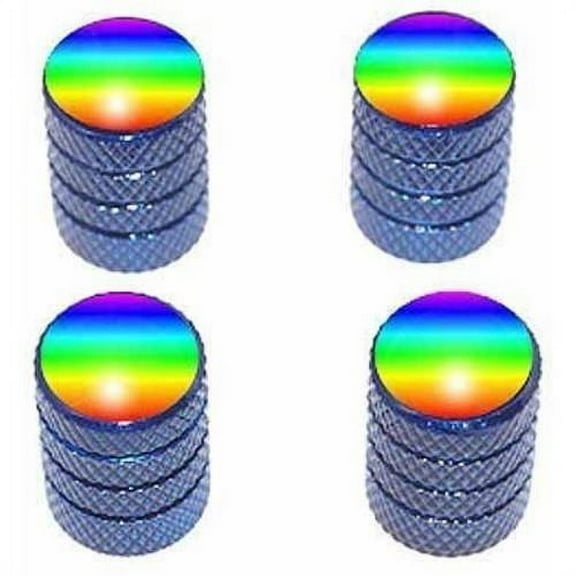 Rainbow Tire Rim Wheel Aluminum Valve Stem Caps, Multiple Colors