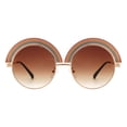 thumbnail image 1 of Rainbow Top Sunglasses Gold Round Circle Oversized Festival Shades UV 400 Brown, 1 of 4