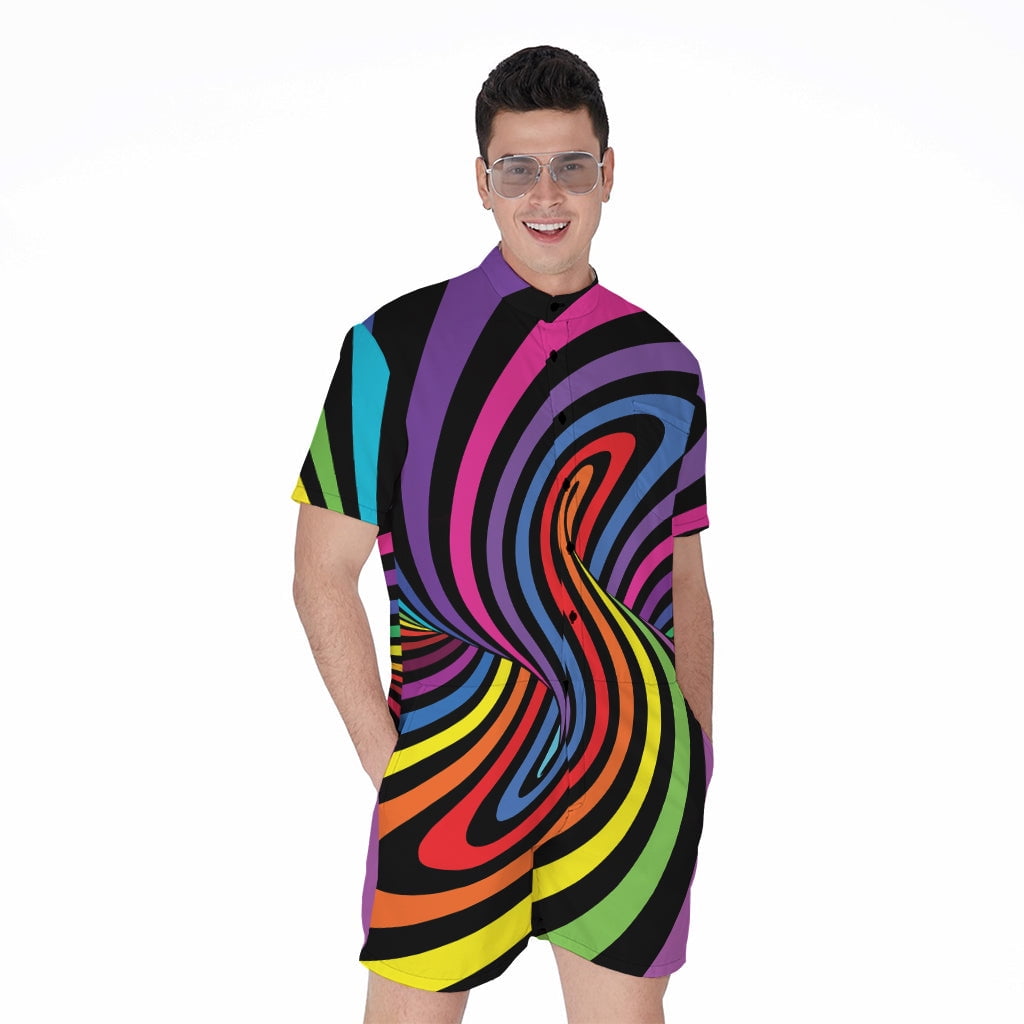 Rainbow Torus Psychedelic Short Sleeve Men'S Rompers, Psychedelic ...