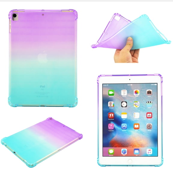 Rainbow Translucent Back Cover Case for Apple 10.2-inch iPad (9th/8th/7th Gen - 2021 2020 2018 Release) Tablet - TECH CIRCLE Slim Thin Lightweight Case Protective Cute Back Cover (Purple Green)