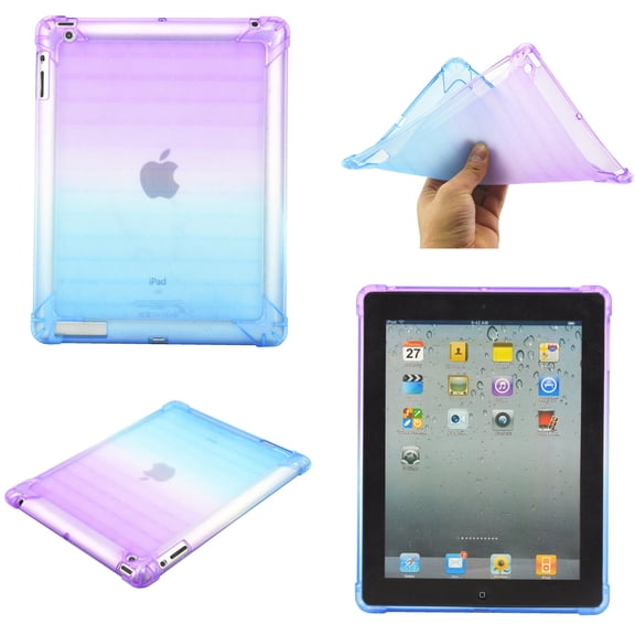 Rainbow Translucent Back Cover Case for Apple iPad 4 & iPad 3 & iPad 2 (9.7 Inch) Tablet - TECH CIRCLE Slim Thin Lightweight Case Protective Cute Back Cover (Purple Blue)