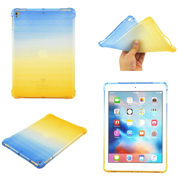 Rainbow Translucent Back Cover Case for Apple iPad Pro (9.7-Inch) (A1673 A1674 MLMN2LL/A) Tablet - TECH CIRCLE Slim Thin Lightweight Case Protective Cute Back Cover (Blue Yellow)