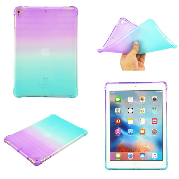 Rainbow Translucent Back Cover Case for Apple iPad Pro (9.7-Inch) (A1673 A1674 MLMN2LL/A) Tablet - TECH CIRCLE Slim Thin Lightweight Case Protective Cute Back Cover (Purple Green)