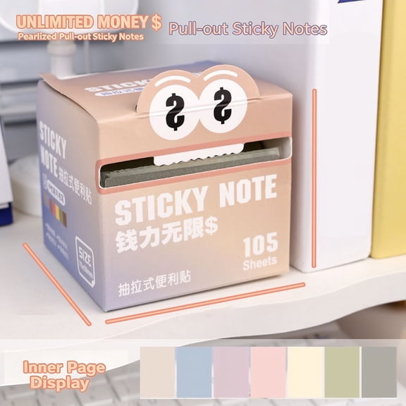 Rainbow Transparent Roll Sticky Notes 105 Sheets Pearlescent Pull-Out for Planner Decor Journaling,1PC,Pink