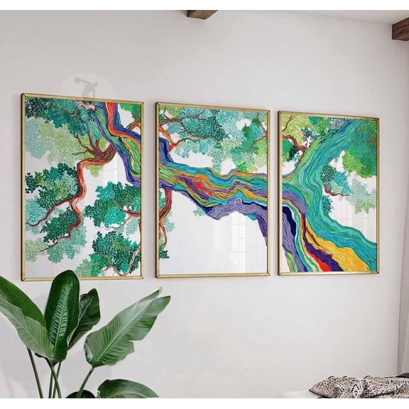 Rainbow Tree Colorful Abstract Nature Wall Art Modern Botanical Prints Set 3 Unframed Paper Print 20x30