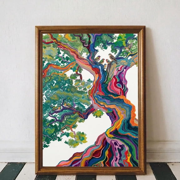 Rainbow Tree Colorful Botanical Boho Decor Wall Art