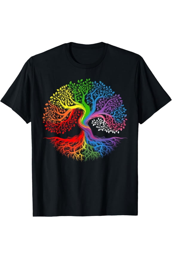 Rainbow Tree Of Life LGBTQ Lesbian Gay Pride Flag Ally T-Shirt