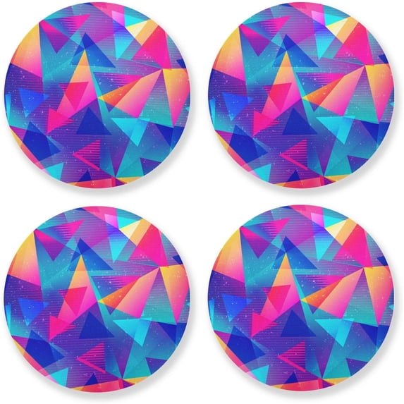Rainbow Triangle Drinks Coasters, Non-Scratch Cork Base Round Cups Mats for for Wooden Coffee Table, Cool Housewarming Gift for Home Decor