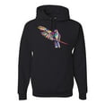 thumbnail image 1 of Rainbow Trippy Psychedelic Parrot Fashion Graphic Hoodie Sweatshirt, Black, Small, 1 of 1