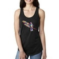 thumbnail image 1 of Rainbow Trippy Psychedelic Parrot Fashion Ladies Racerback Tank Top, Black, Small, 1 of 1