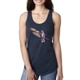 thumbnail image 1 of Rainbow Trippy Psychedelic Parrot Fashion Ladies Racerback Tank Top, Navy, Small, 1 of 1