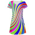 thumbnail image 1 of Rainbow Trippy Swirl All Over Juniors Beach Cover-Up Dress Multi LG, 1 of 2